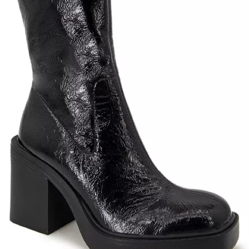 Black shiny Kenneth Cole platform bootie